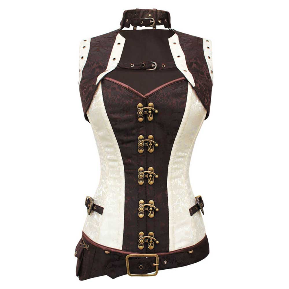 Attitude Corsets - Milaileë survêtement corset - Marron/Blanc